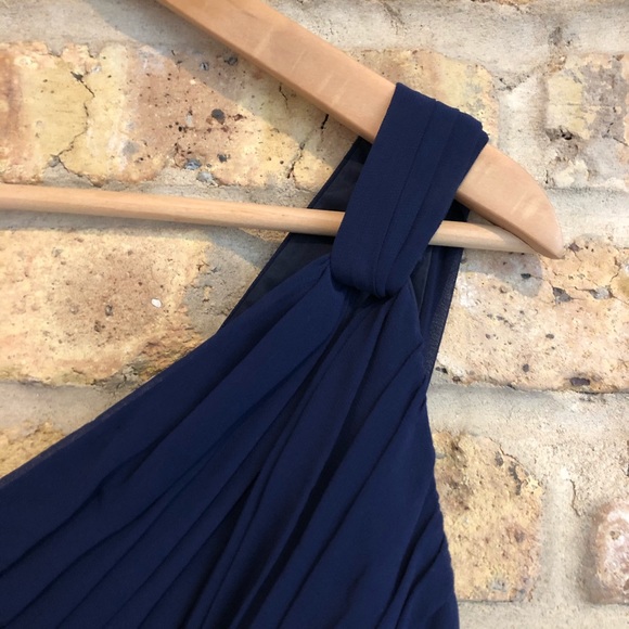 Donna Morgan Navy Chiffon One Shoulder Dress - Picture 7 of 11